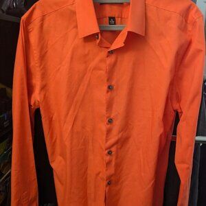 JF J.Ferrar Orange Button Down Size M